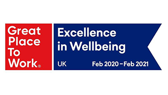 Great Place to Work - Excellence in wellbeing 2020-2021 UK award logo