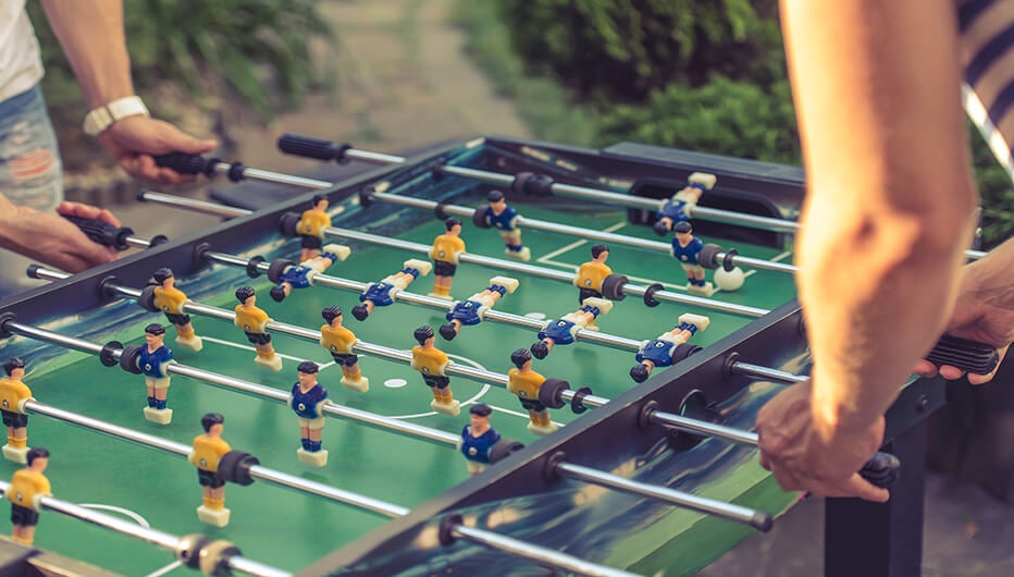 playing at football table