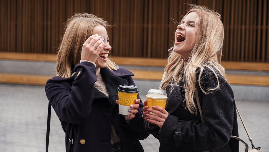 two women laughing