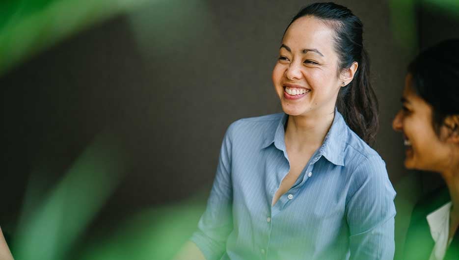 happy employees in modern workplace
