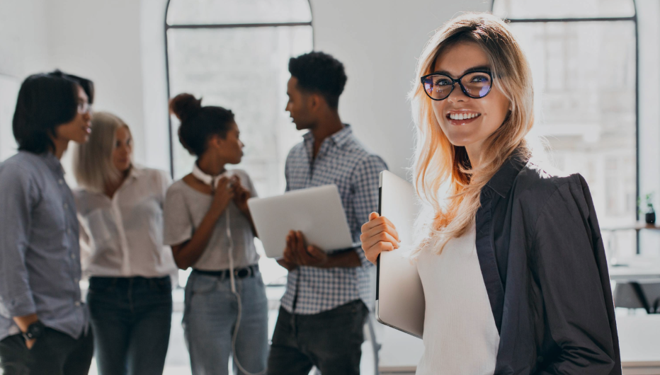 Woman smiling in the workplace