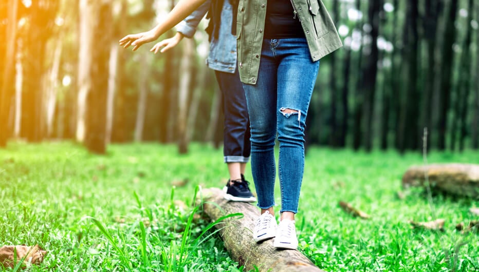walking on log
