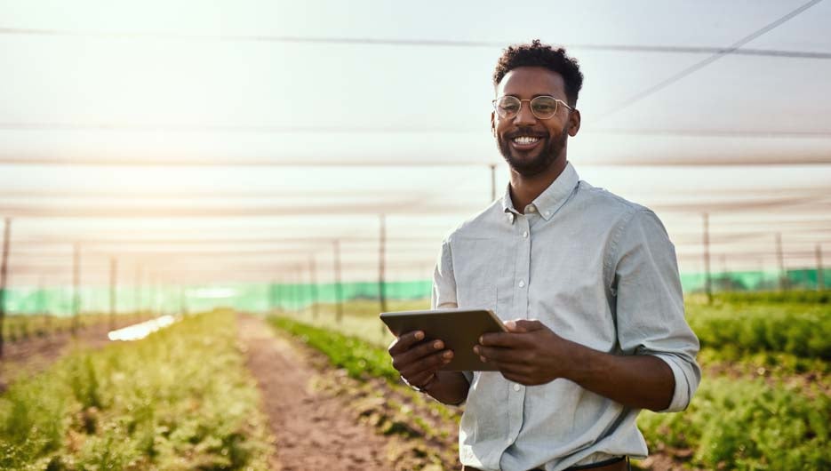 Young African male farmer working on healthy agriculture develop